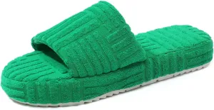 Jakcuz Womens Terry Towelling Slides Sandals Girls ladies Fashion Slip On House Shoes Slippers Platform Open Toe Multicolor Cute