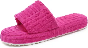 Jakcuz Womens Terry Towelling Slides Sandals Girls ladies Fashion Slip On House Shoes Slippers Platform Open Toe Multicolor Cute