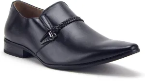 Jazame Men's 98105 Urban Pointed Toe Slip On Belted Loafers Dress Shoes
