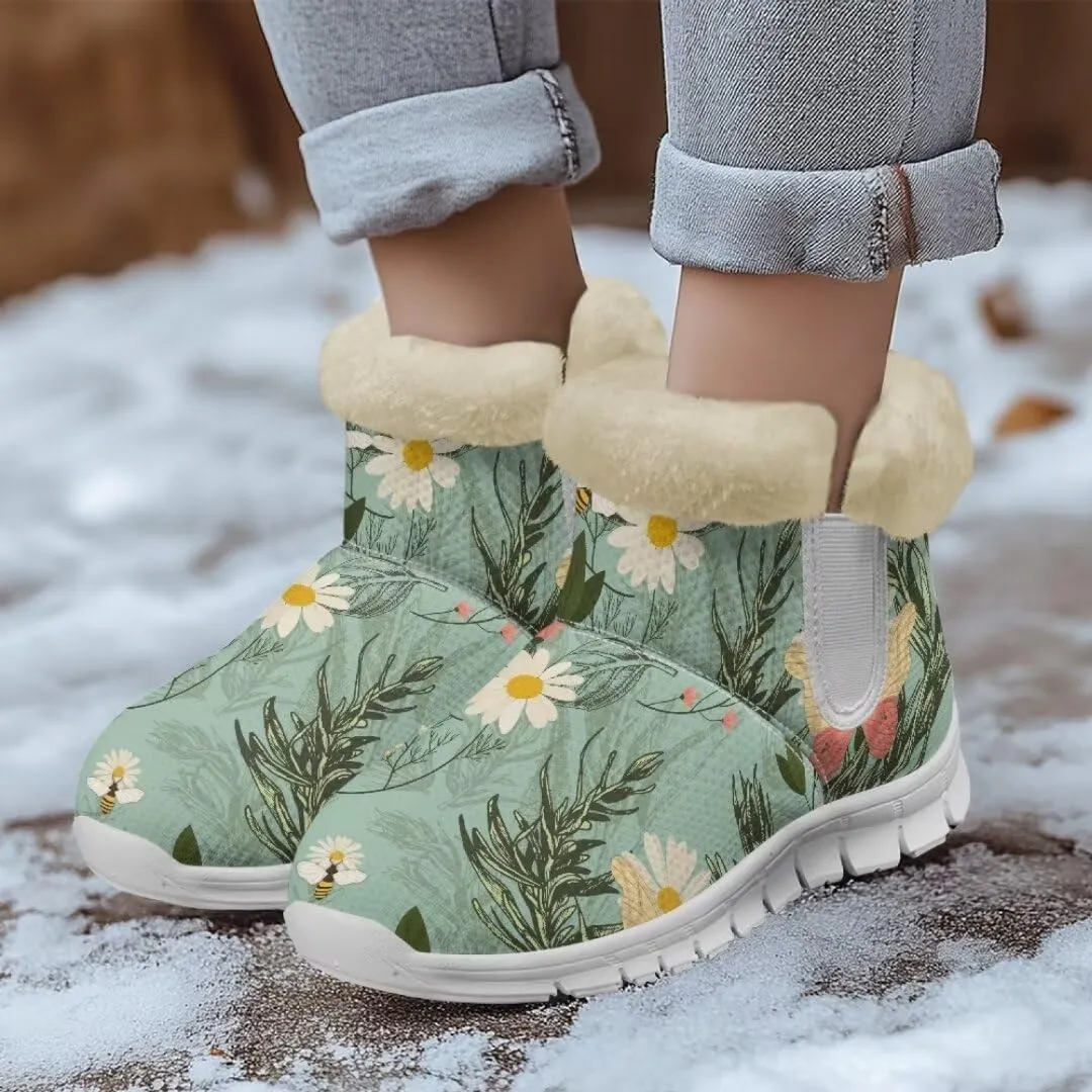 Jeiento Womens Winter Snow Boots Fuzzy Snowboots Warm and Cozy Booties Outdoor Low Heel Thickening Shoes with Insulated Flannel Lining