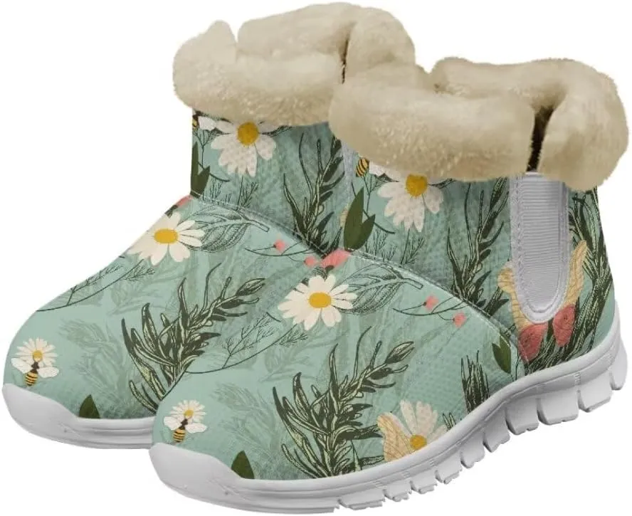 Jeiento Womens Winter Snow Boots Fuzzy Snowboots Warm and Cozy Booties Outdoor Low Heel Thickening Shoes with Insulated Flannel Lining