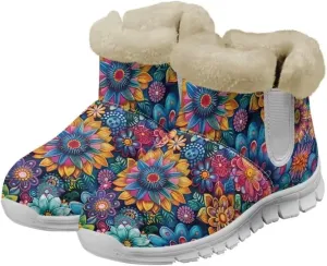 Jeiento Womens Winter Snow Boots Fuzzy Snowboots Warm and Cozy Booties Outdoor Low Heel Thickening Shoes with Insulated Flannel Lining