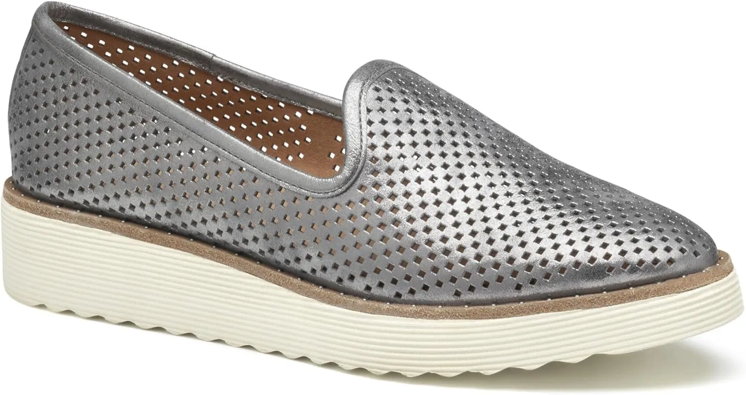 Johnston & Murphy Women’s Mitzi Perfed Venetian Shoes, 1.25” Suede Loafers for Women, Comfortable Slip On Shoes