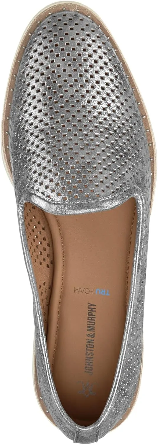 Johnston & Murphy Women’s Mitzi Perfed Venetian Shoes, 1.25” Suede Loafers for Women, Comfortable Slip On Shoes