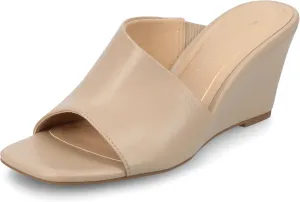 Journee Womens cushioned footbeds Clementine wedge heel sandal D'orsay open toe slip-on faux leather