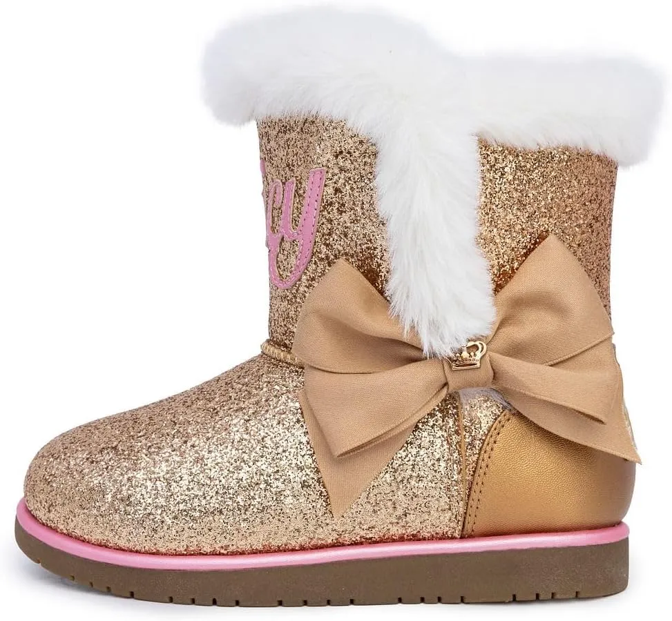Juicy Couture Girls Winter Fur Boots Warm Insulated Fashion Booties Mid Calf Outdoor Snow Boot for Toddler/Little Kid/Big Kid