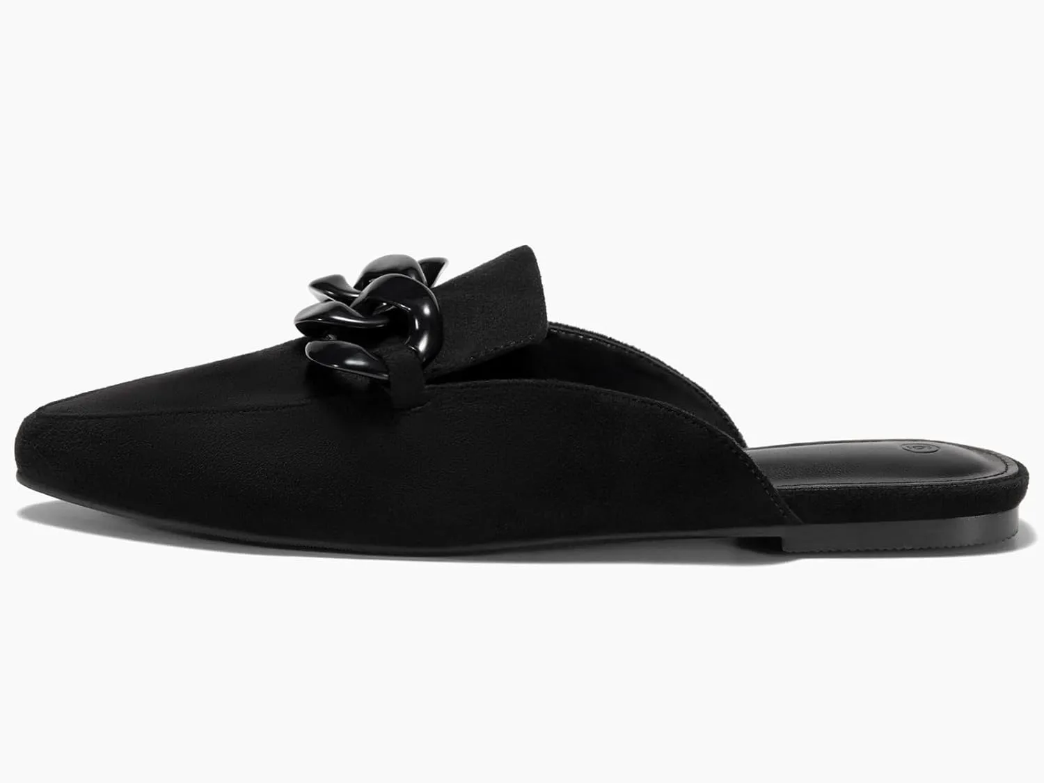 Juliet Holy Womens Mules Flats Pointed Toe Backless Loafers Slip on Metal Chain Slides