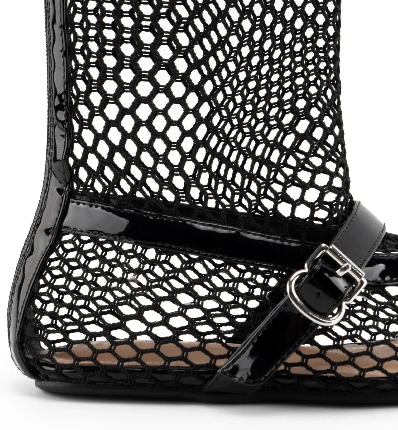 KaroNairy Mesh Flats for Women Mesh Sandals Hollow Metal Buckle Mesh Ballet Flats Rounde Toe Mary Jane Flats Black