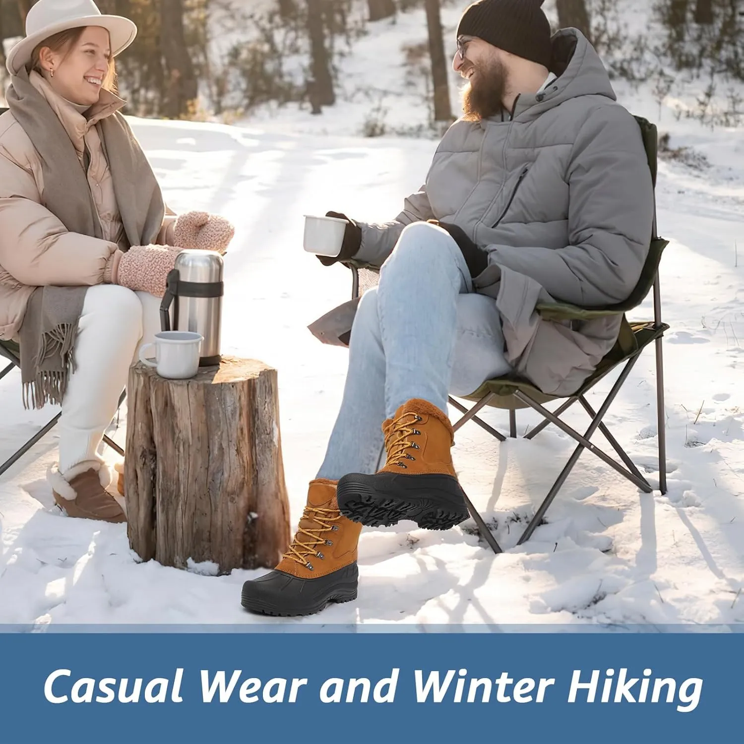 Kelway Men's Winter Boots Snow Boots Waterproof Insulated Winter Shoes for Outdoor Use