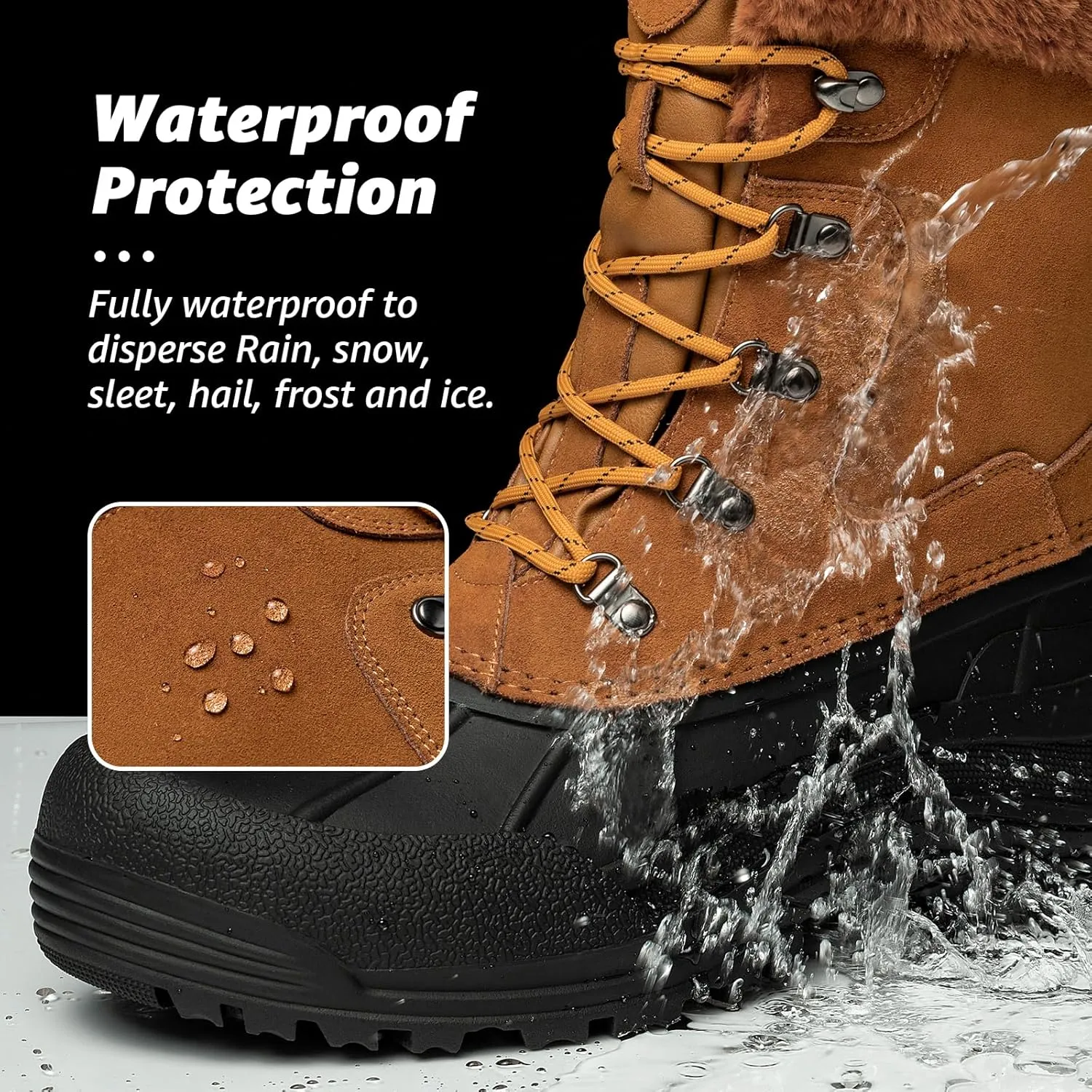 Kelway Men's Winter Boots Snow Boots Waterproof Insulated Winter Shoes for Outdoor Use