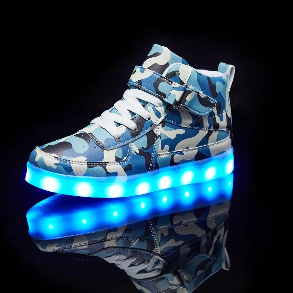 Kids LED Light up Shoes USB Charging Flashing Light Up High-top Sneakers for Boys and Girls Child Unisex