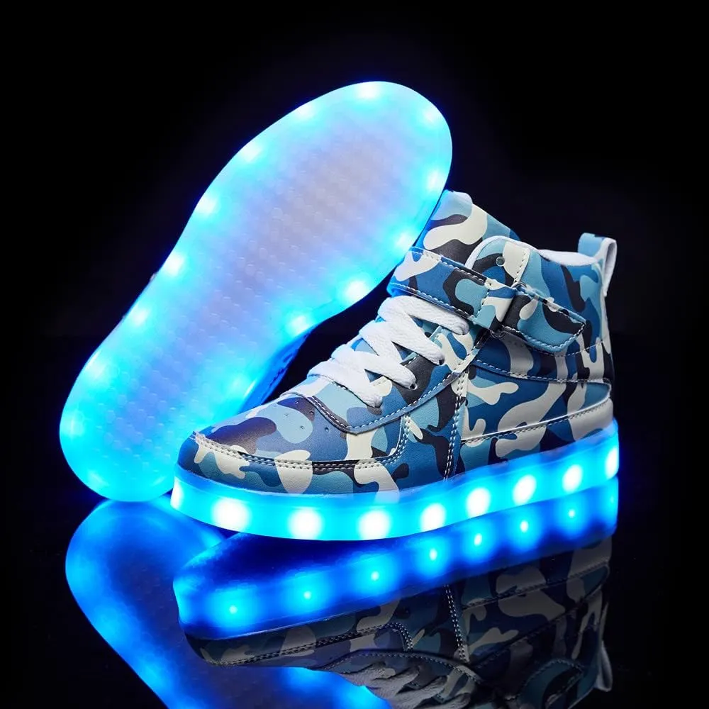 Kids LED Light up Shoes USB Charging Flashing Light Up High-top Sneakers for Boys and Girls Child Unisex
