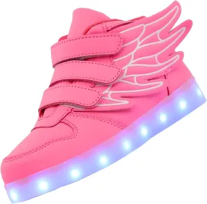 Kids LED Light Up Trainers Boys Girls USB Rechargeable Shoes 7 Colors Luminous High Top Sneakers Size Gift Xmas