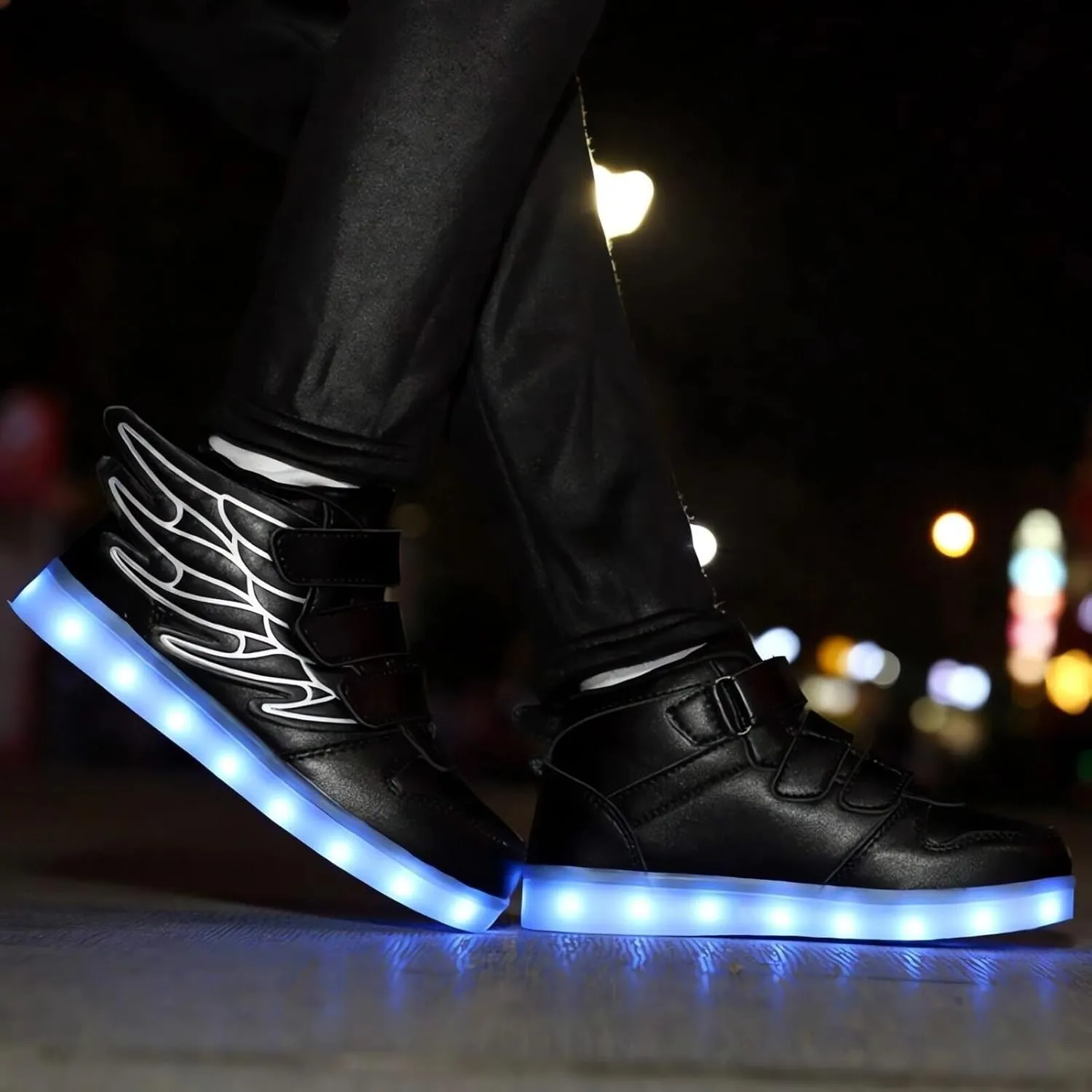 Kids LED Light Up Trainers Boys Girls USB Rechargeable Shoes 7 Colors Luminous High Top Sneakers Size Gift Xmas