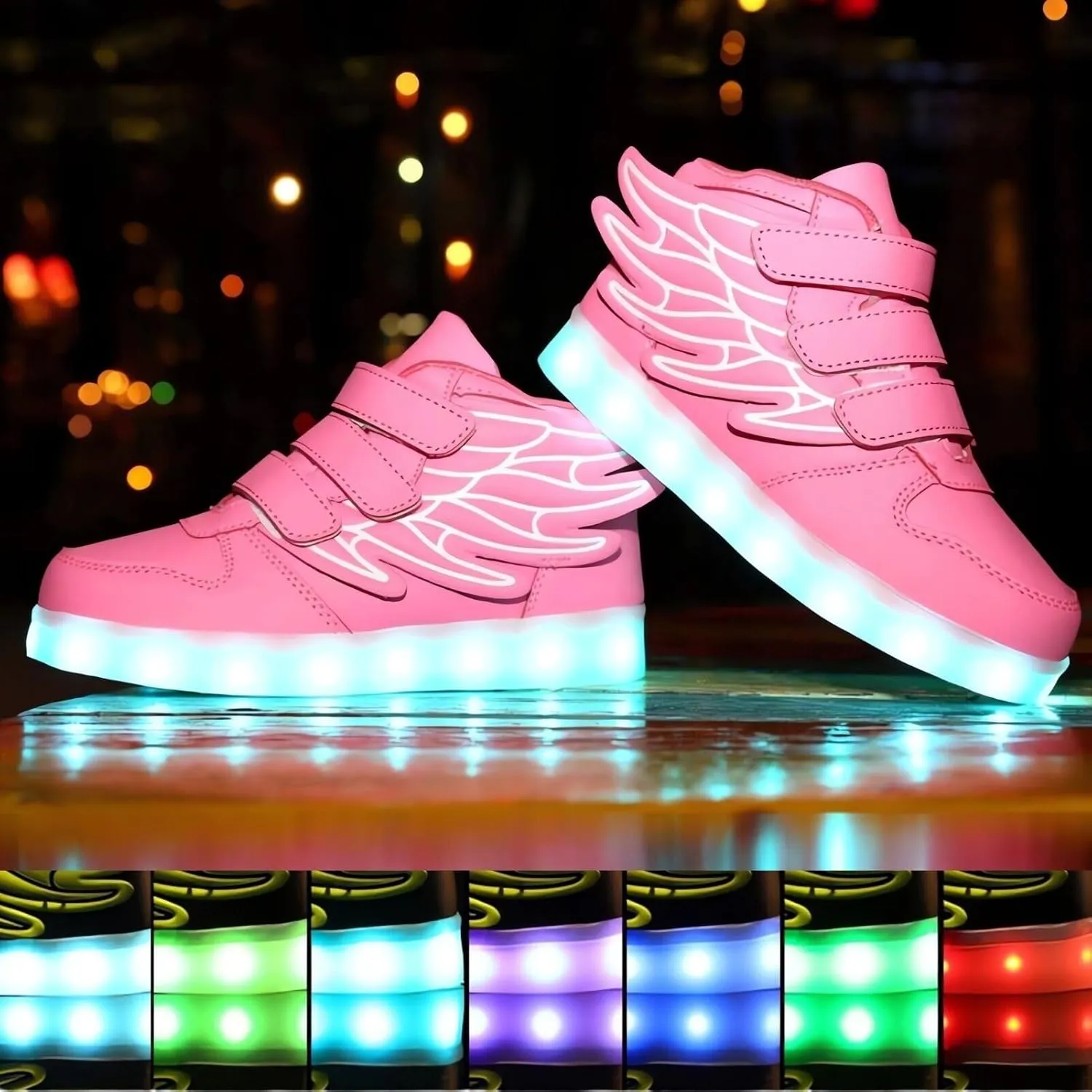 Kids LED Light Up Trainers Boys Girls USB Rechargeable Shoes 7 Colors Luminous High Top Sneakers Size Gift Xmas