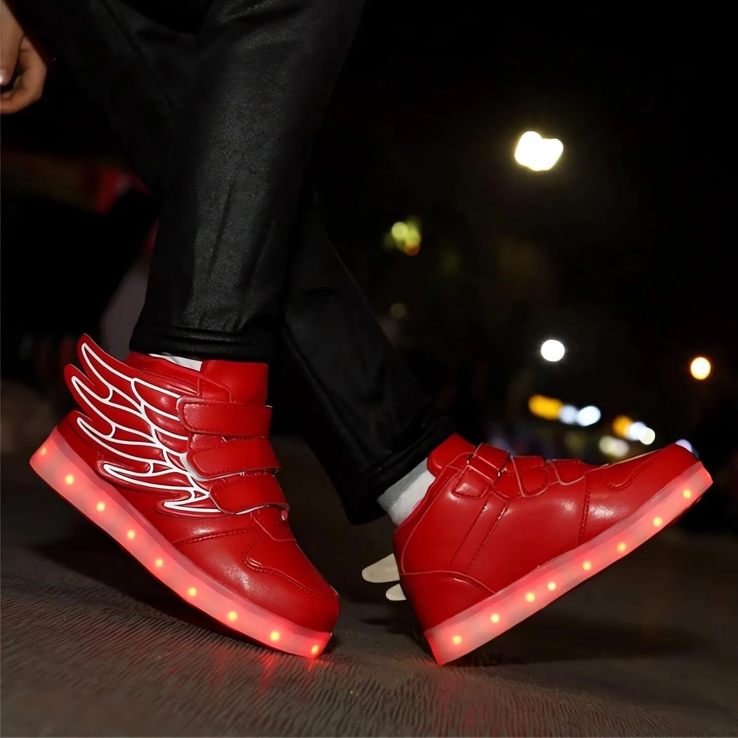 Kids LED Light Up Trainers Boys Girls USB Rechargeable Shoes 7 Colors Luminous High Top Sneakers Size Gift Xmas