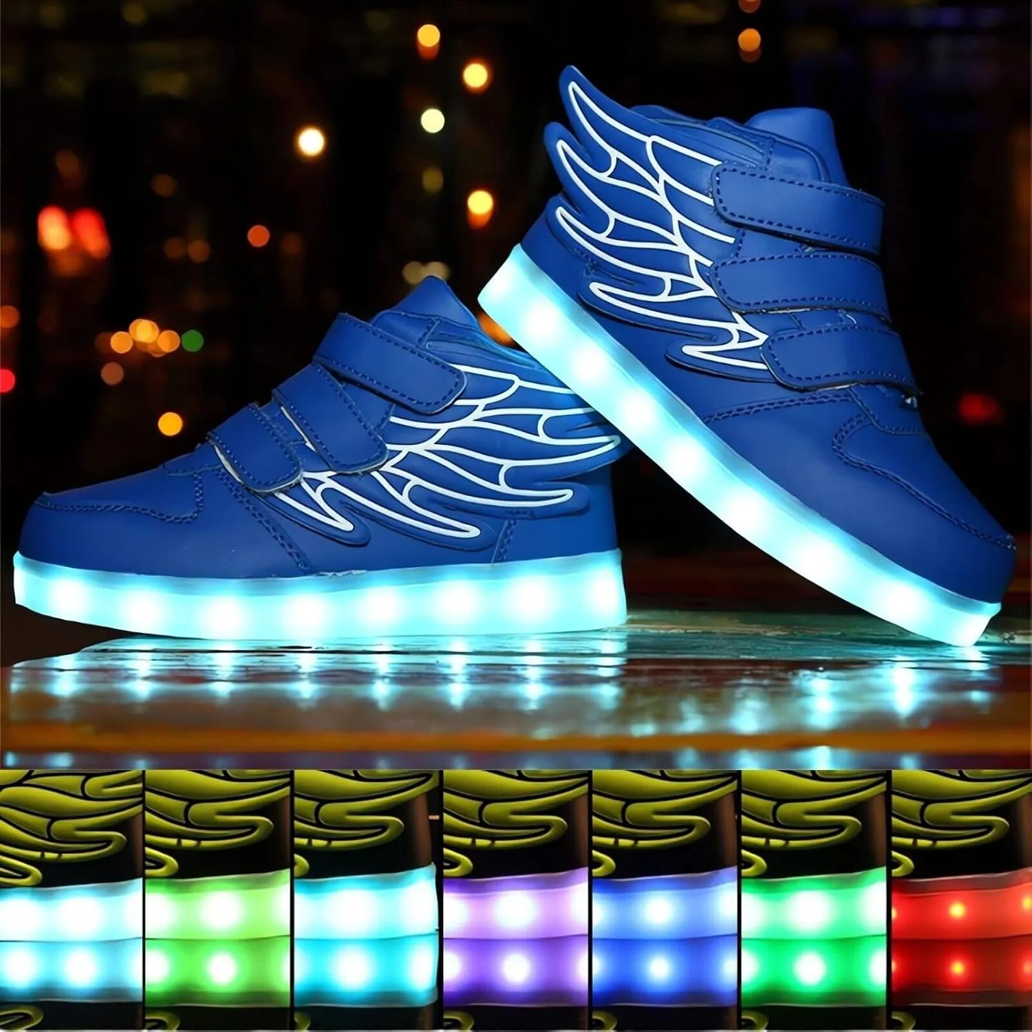 Kids LED Light Up Trainers Boys Girls USB Rechargeable Shoes 7 Colors Luminous High Top Sneakers Size Gift Xmas