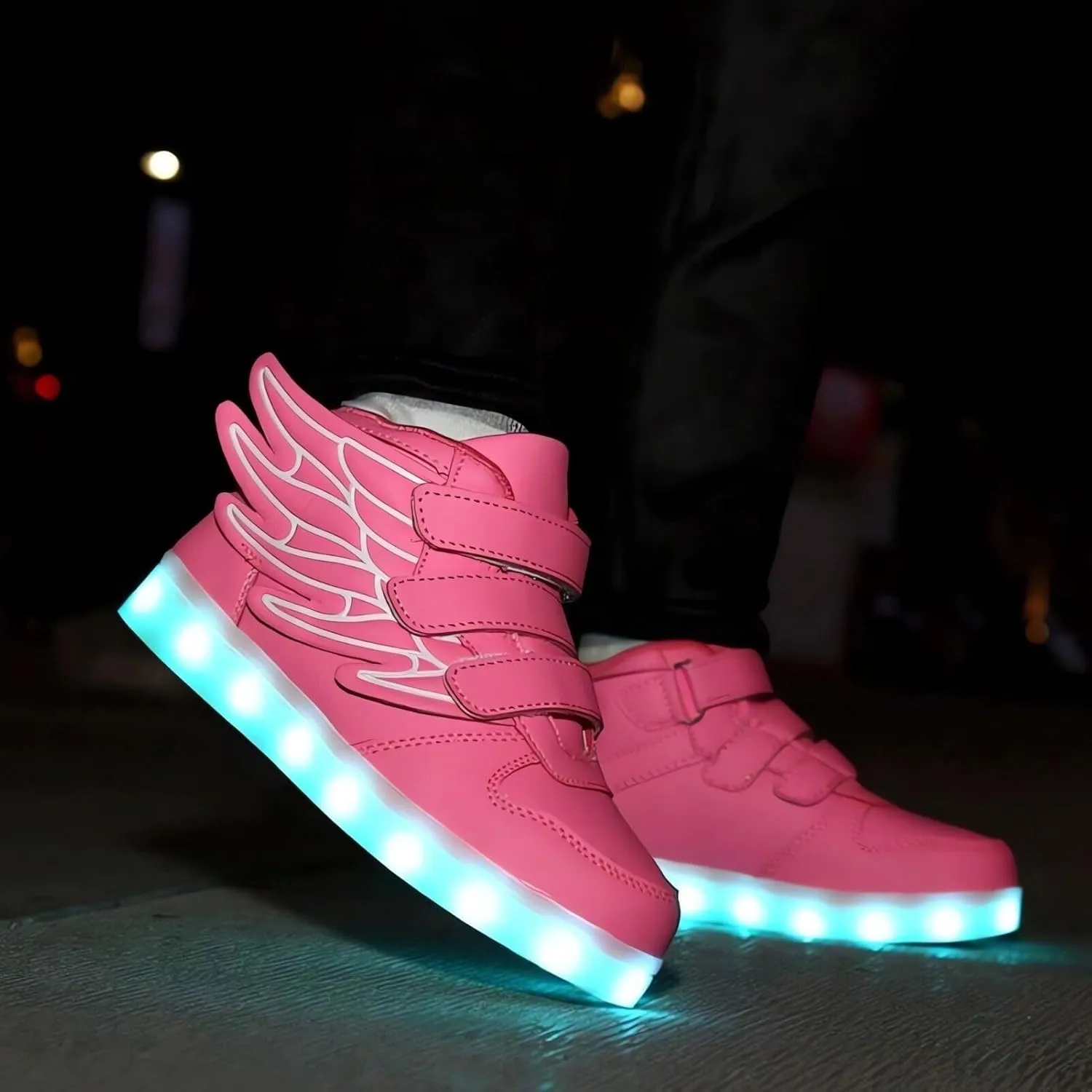 Kids LED Light Up Trainers Boys Girls USB Rechargeable Shoes 7 Colors Luminous High Top Sneakers Size Gift Xmas