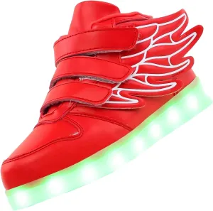 Kids LED Light Up Trainers Boys Girls USB Rechargeable Shoes 7 Colors Luminous High Top Sneakers Size Gift Xmas