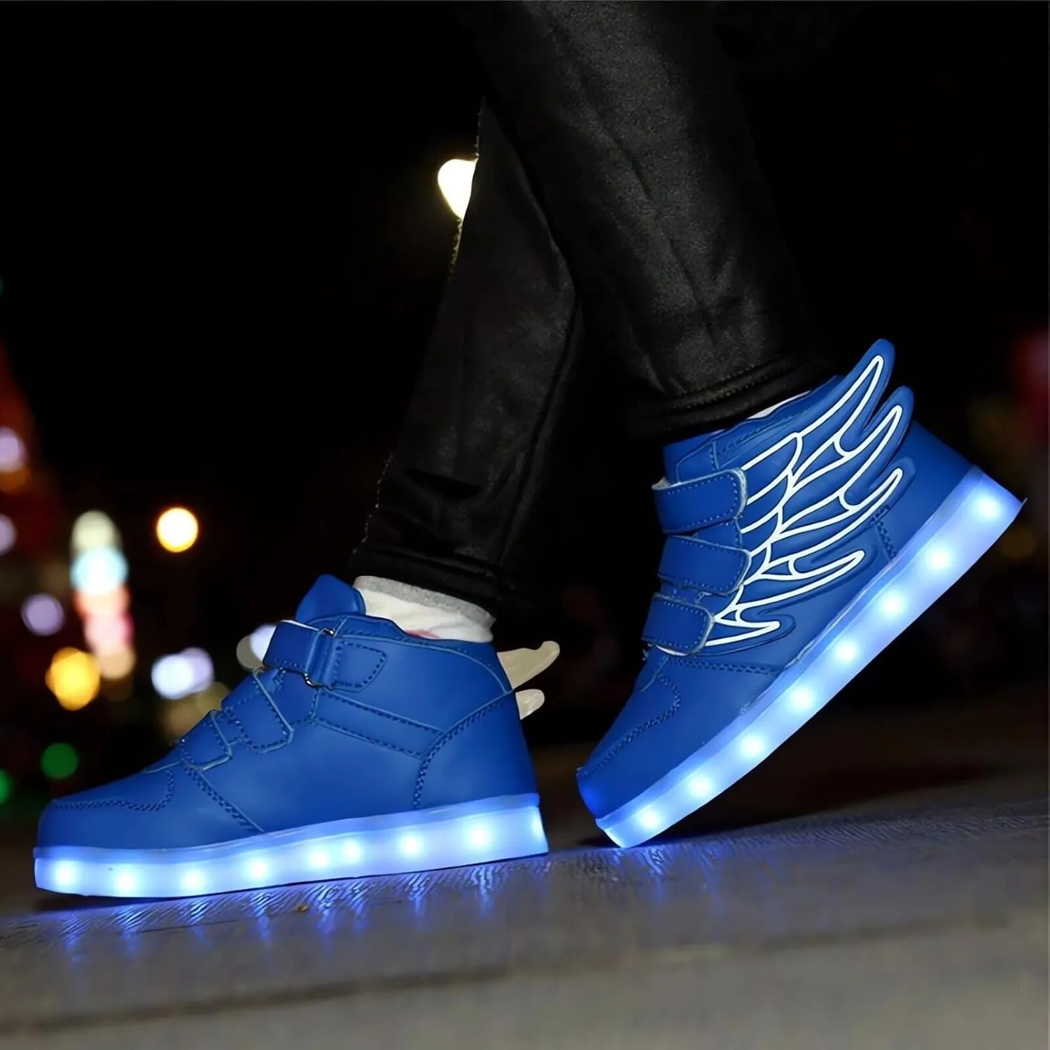 Kids LED Light Up Trainers Boys Girls USB Rechargeable Shoes 7 Colors Luminous High Top Sneakers Size Gift Xmas