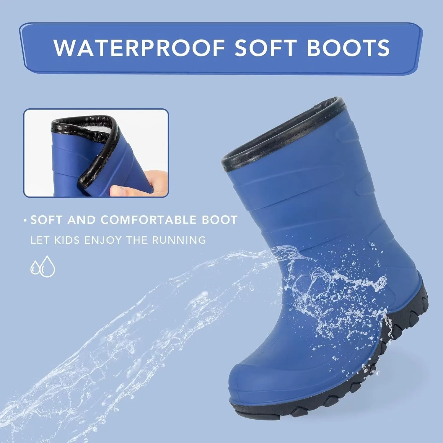Kids Winter Rain Boots, Insulated Warm Snow Boots, Children Waterproof Mud Boots for Boys and Girls, Toddler/Little Kid/Big Kid