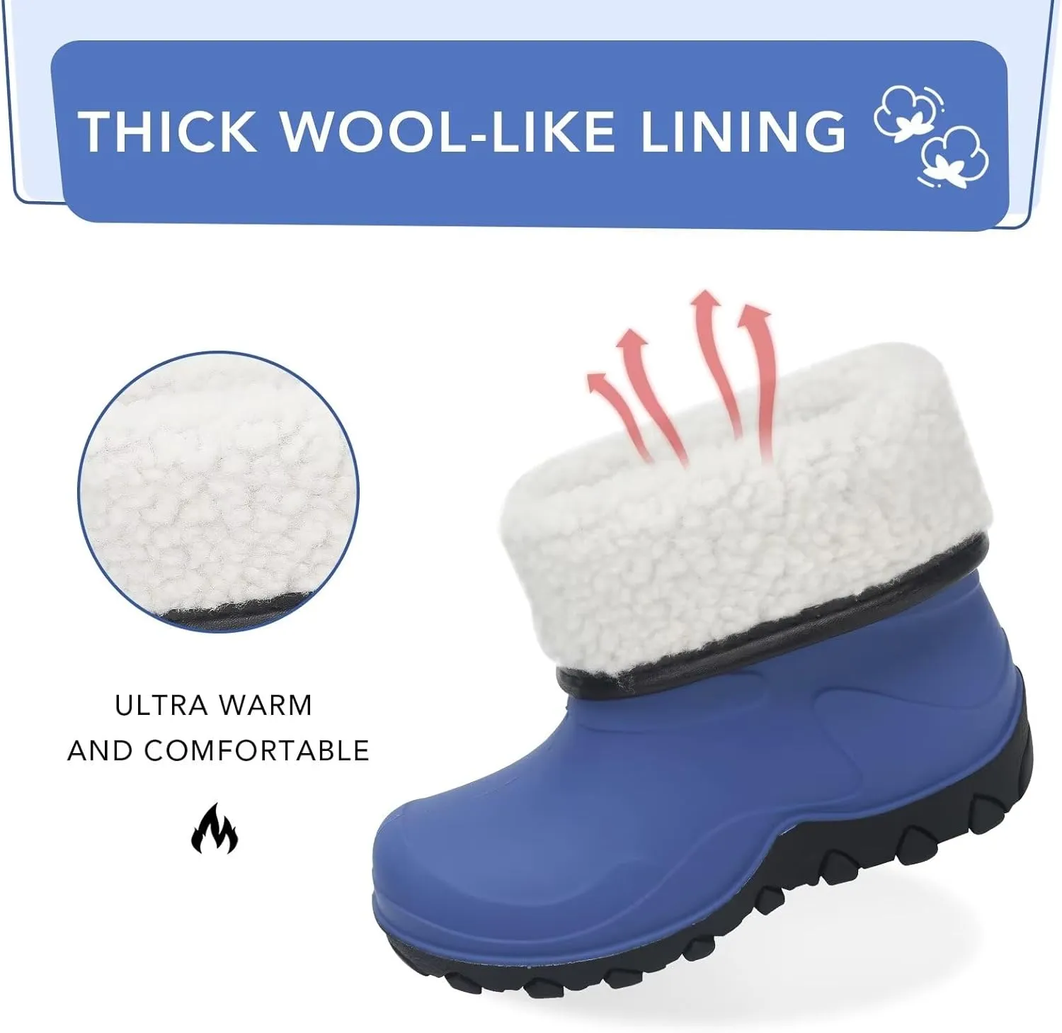 Kids Winter Rain Boots, Insulated Warm Snow Boots, Children Waterproof Mud Boots for Boys and Girls, Toddler/Little Kid/Big Kid