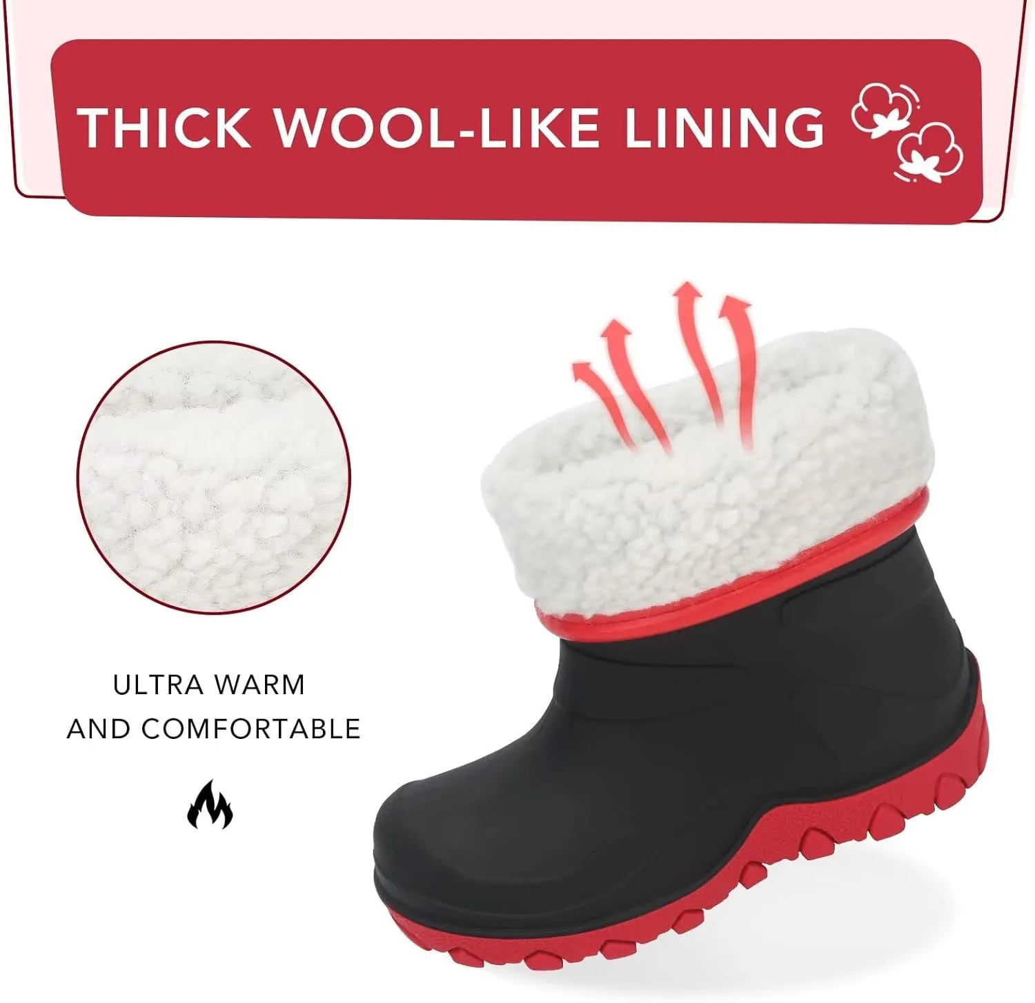 Kids Winter Rain Boots, Insulated Warm Snow Boots, Children Waterproof Mud Boots for Boys and Girls, Toddler/Little Kid/Big Kid