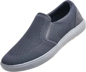 konhill Slip on Sneaker for Men- Casual Knit Boat Loafers Walking Shoes Driving Work Memory Skate Foam Shoes