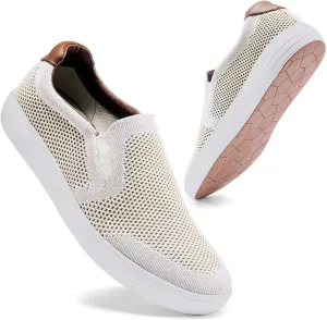 konhill Slip on Sneaker for Men- Casual Knit Boat Loafers Walking Shoes Driving Work Memory Skate Foam Shoes