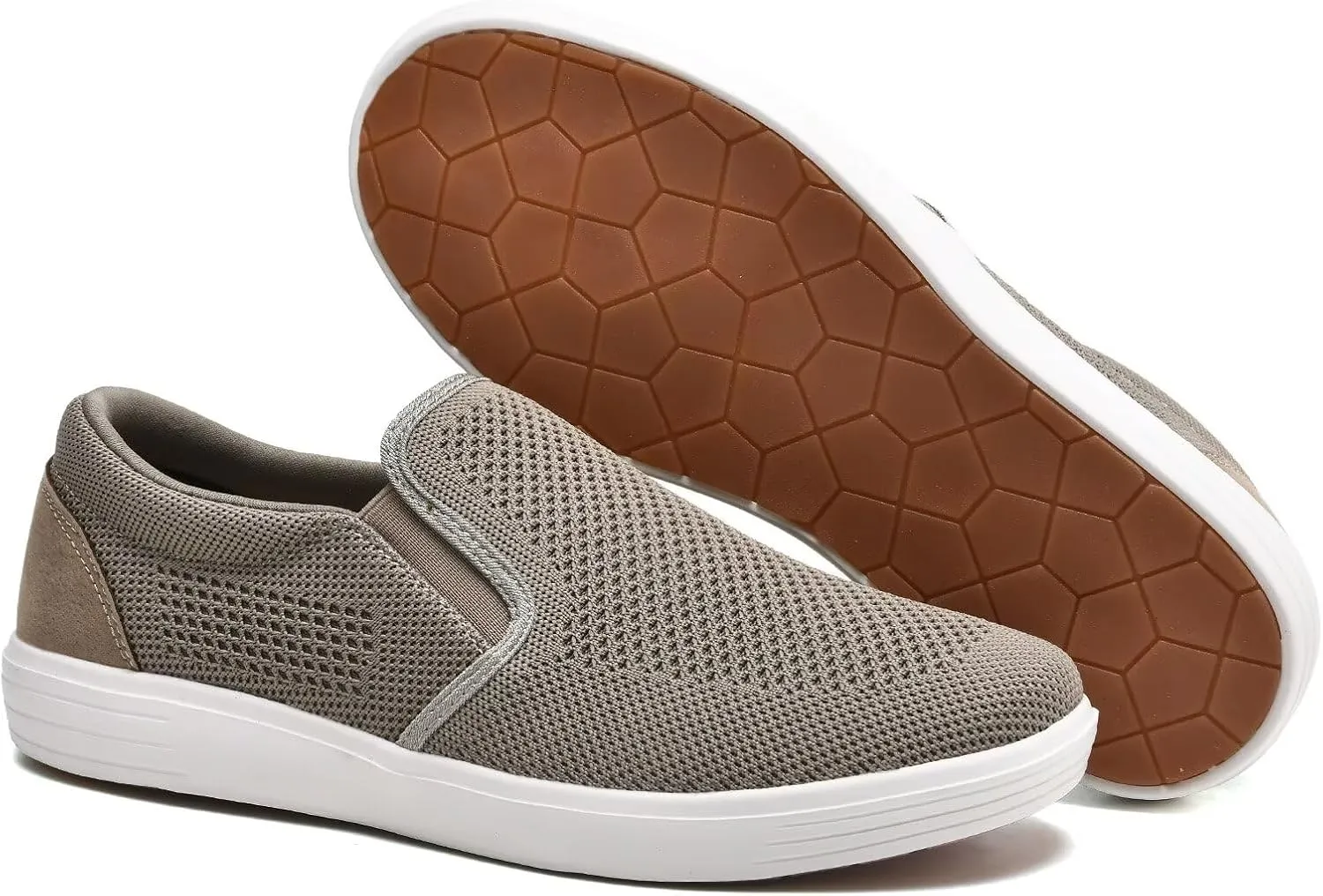 konhill Slip on Sneaker for Men- Casual Knit Boat Loafers Walking Shoes Driving Work Memory Skate Foam Shoes