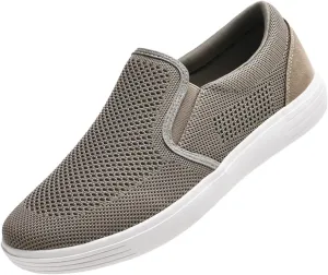 konhill Slip on Sneaker for Men- Casual Knit Boat Loafers Walking Shoes Driving Work Memory Skate Foam Shoes