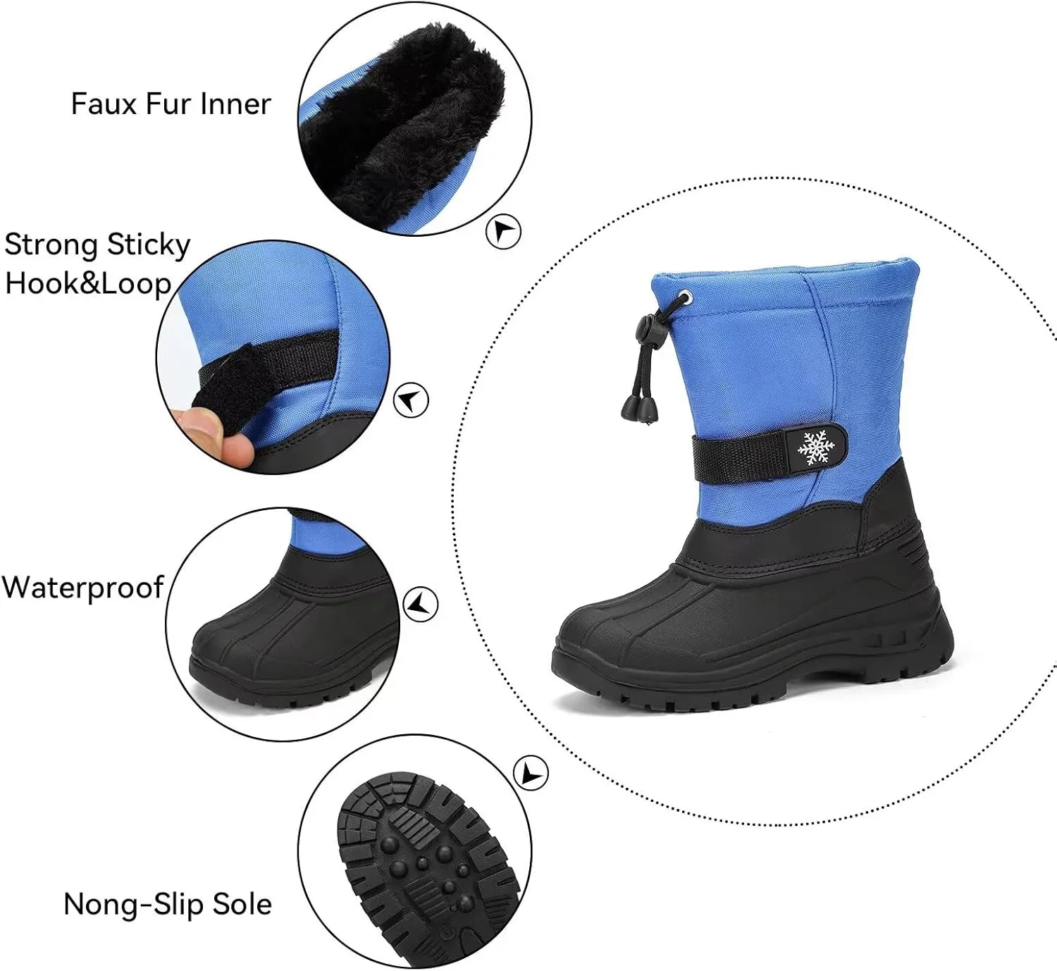 koppu Boys Girls Snow Boots Kids' Waterproof Snow Boots for Winter Slip Resistant Cold Weather Shoes