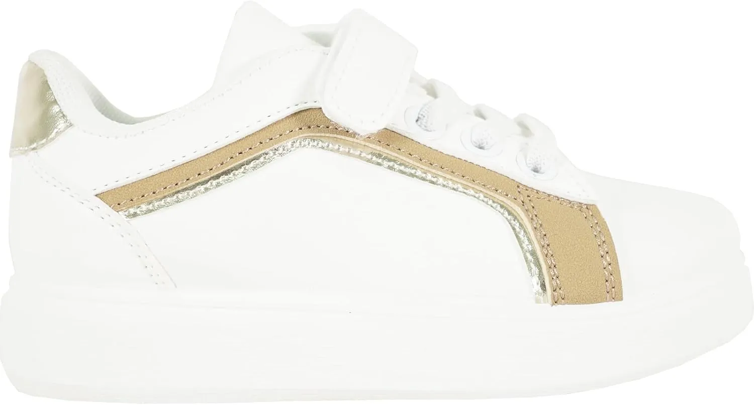 KOZI Kid Comfort Platform Fashion Sneaker Loafer Slip-on Shoe for Girl and Boy MGKID with Removable Insole Gold Silver