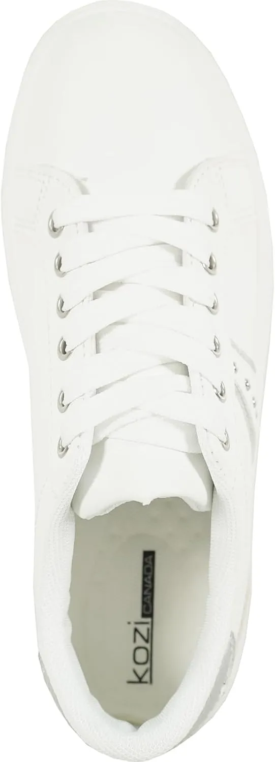 KOZI Women Comfort Platform Fashion Sneaker Wedge Oxford Lace-up Shoe MG Collection with Removable Insole