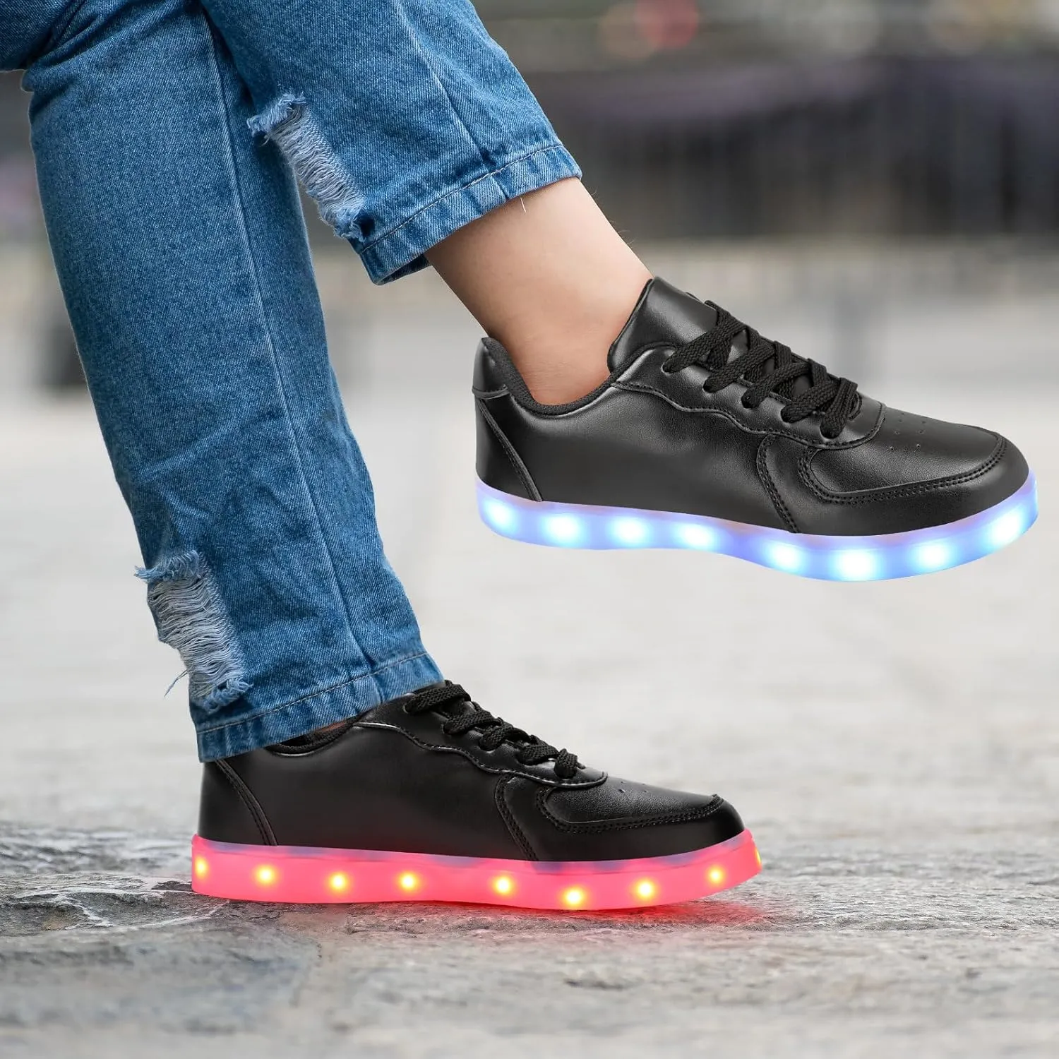 KUNWFNIX Light Up High Top Adult LED Sneakers - Multicolor, Men's & Women's - Glow in The Dark - USB Rechargeable - Dancing Parties