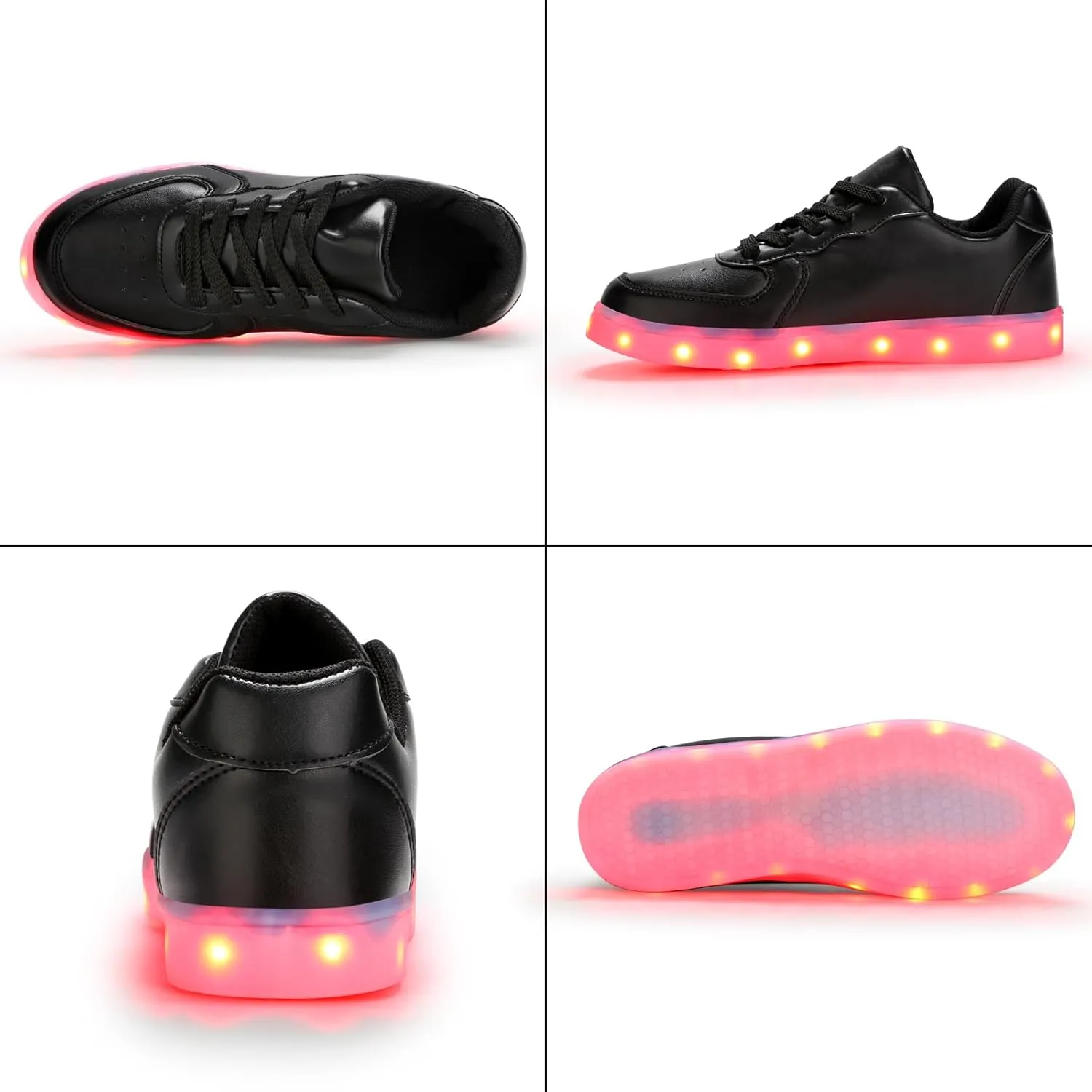 KUNWFNIX Light Up High Top Adult LED Sneakers - Multicolor, Men's & Women's - Glow in The Dark - USB Rechargeable - Dancing Parties