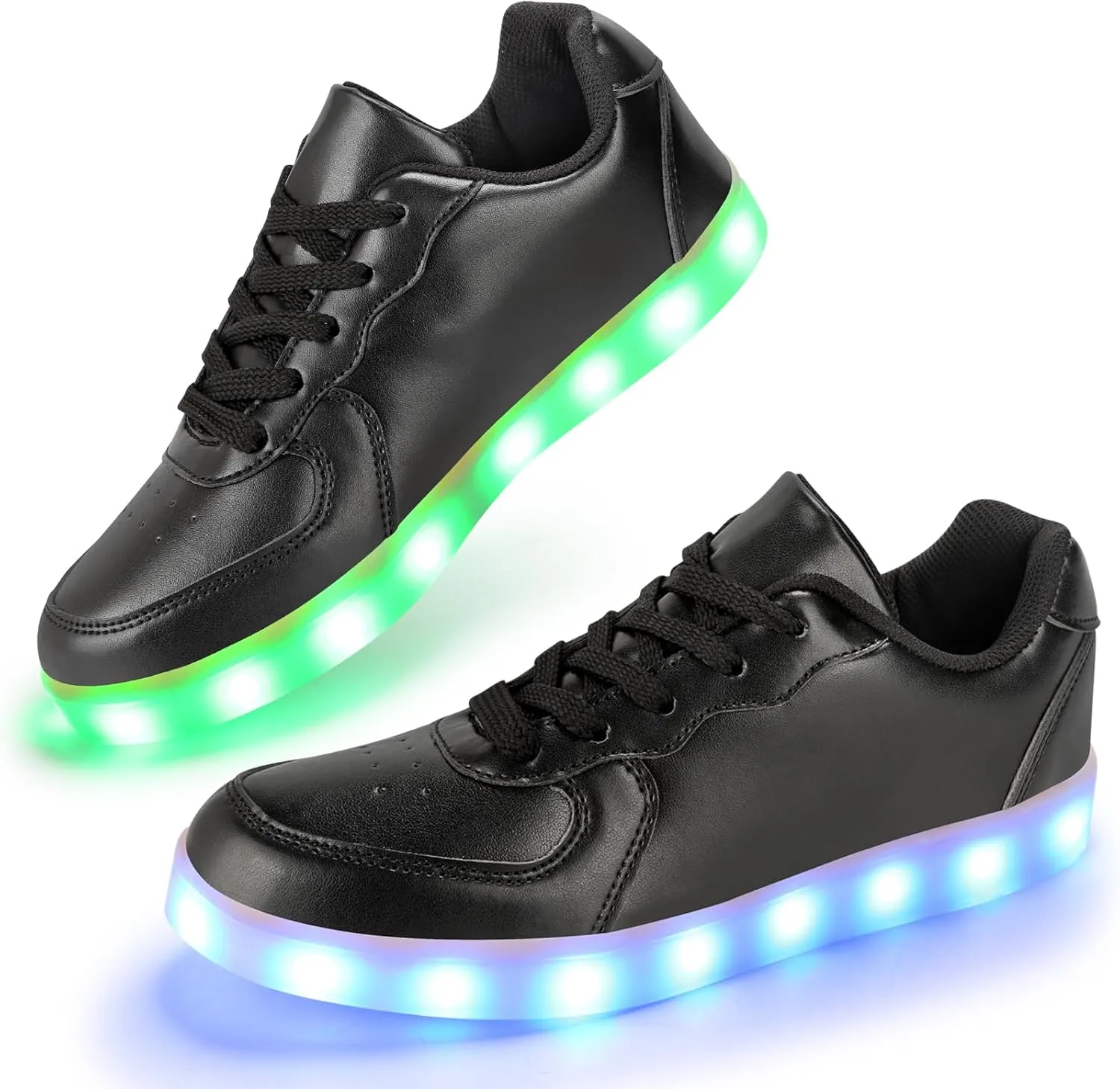 KUNWFNIX Light Up High Top Adult LED Sneakers - Multicolor, Men's & Women's - Glow in The Dark - USB Rechargeable - Dancing Parties