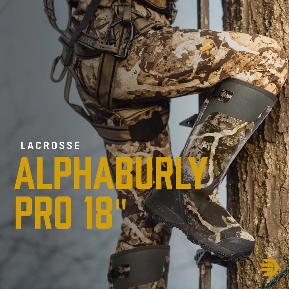 LaCrosse Alphaburly Pro 18" Insulated Hunting Boots for Men Featuring Waterproof Rubber, 1600G Thinsulate, and EVA Footbed, First Lite Cipher