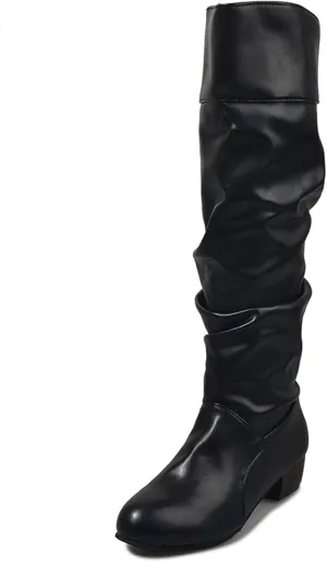 Ladmiple Fall Boots Women Wide Calf Knee High Boots Sexy Cone Heel Zipper Fashion Elegant Slouchy Cowboy Cowgirl Boots