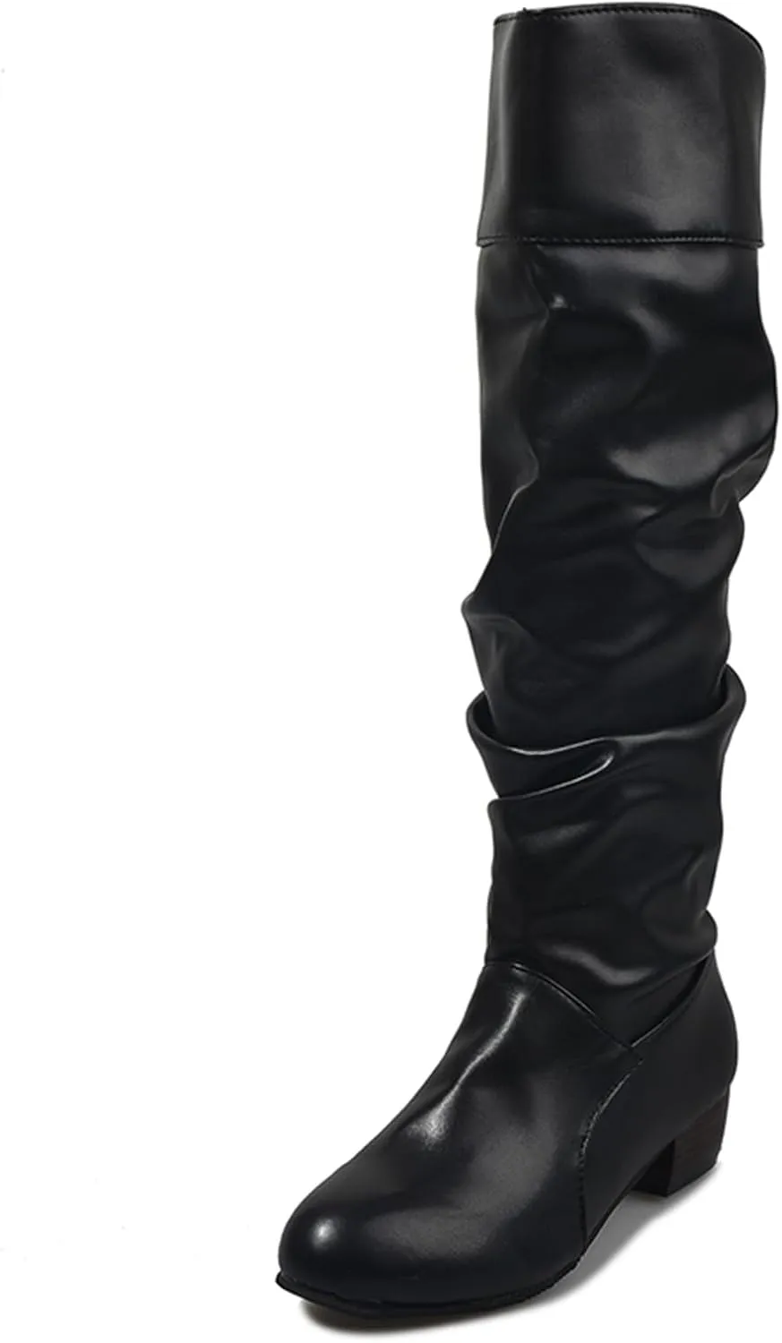 Ladmiple Fall Boots Women Wide Calf Knee High Boots Sexy Cone Heel Zipper Fashion Elegant Slouchy Cowboy Cowgirl Boots