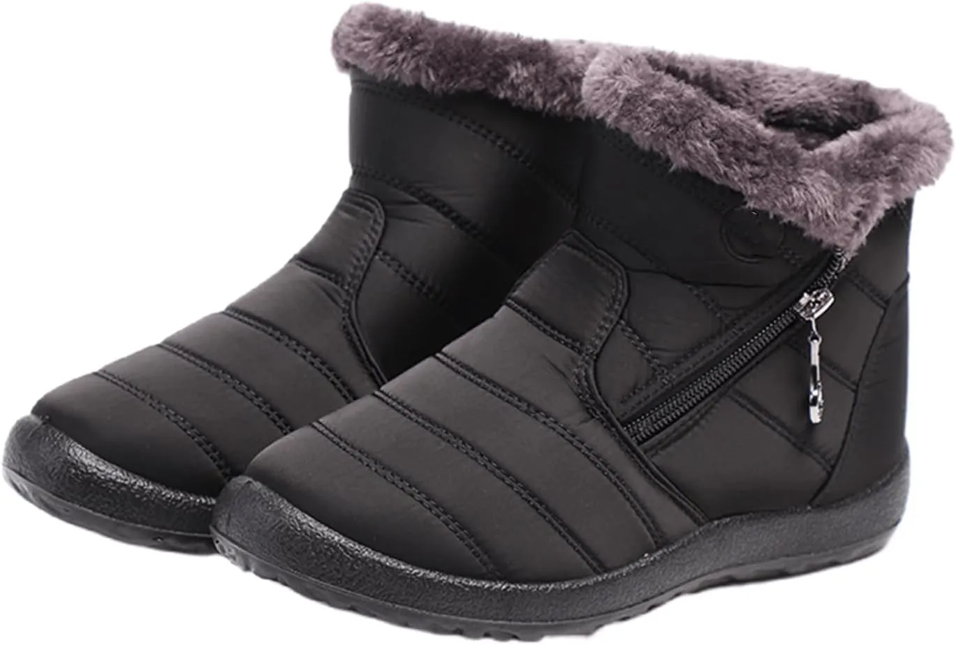 Ladmiple Winter Boots For Women Waterproof Snow Cute Ankle Booties Fur Lining Warm Comfortable Slip On Outdoor Shoes