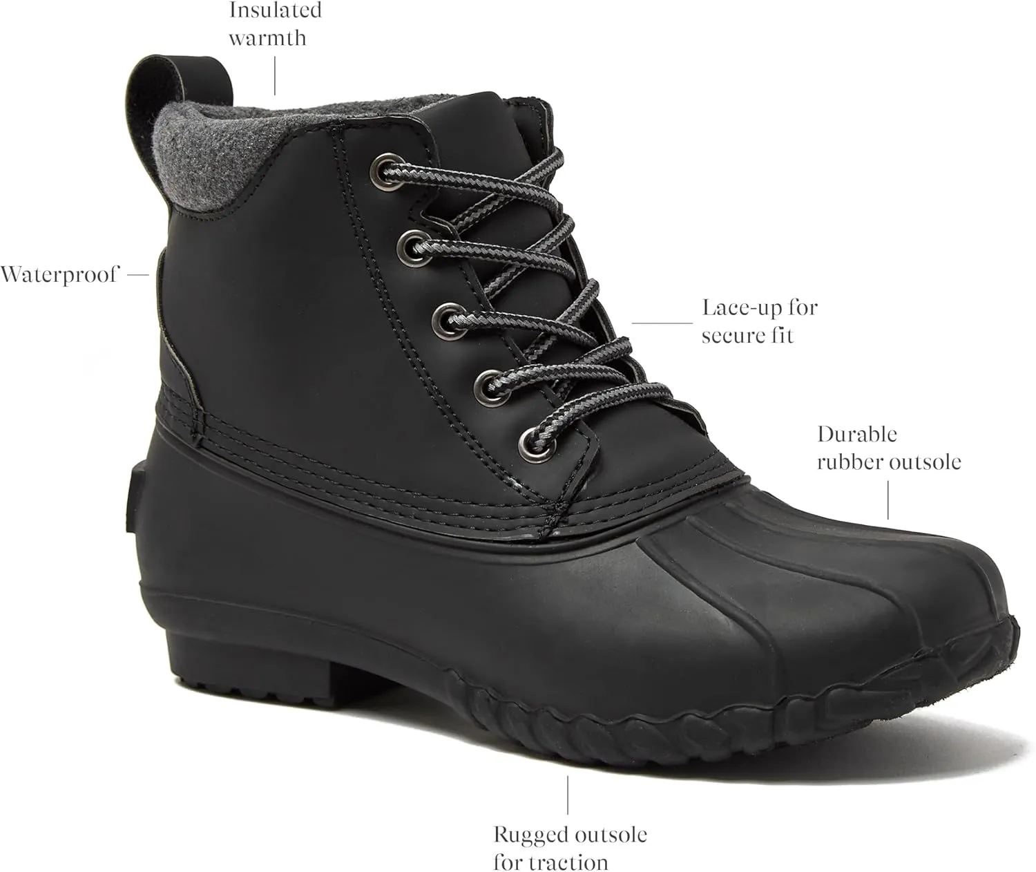 Lands' End Dakota Insulated Womens Duck Boots - Waterproof Snow or Rain Boots Women - Black, Brown, or Grey Winter Boots for Women Size 6 to 11