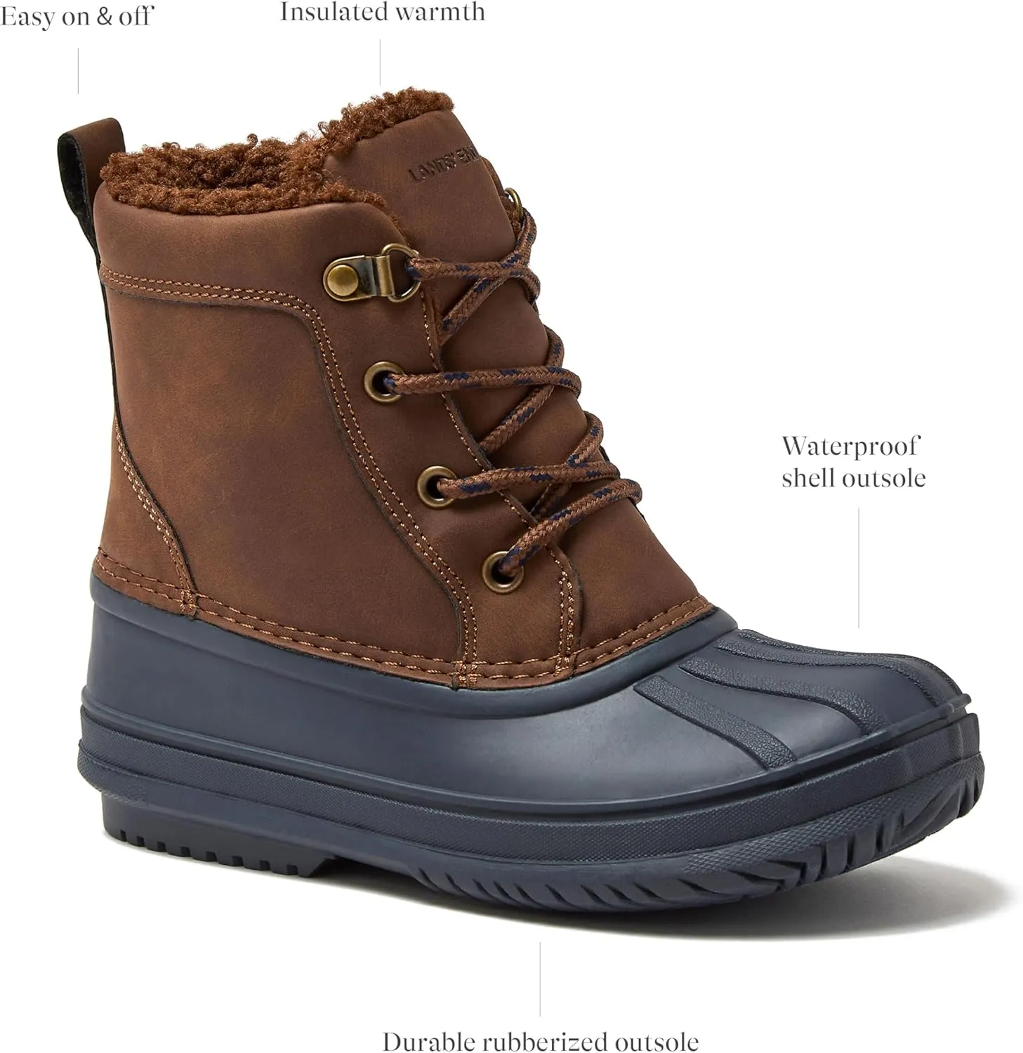 Lands' End Wynn Snow Boots for Kids - Insulated Waterproof Winter Snow Duck Boots for Boys and Girls - Little Kid and Big Kid Size 1 to 7 - Boys and Girls Snow Boots