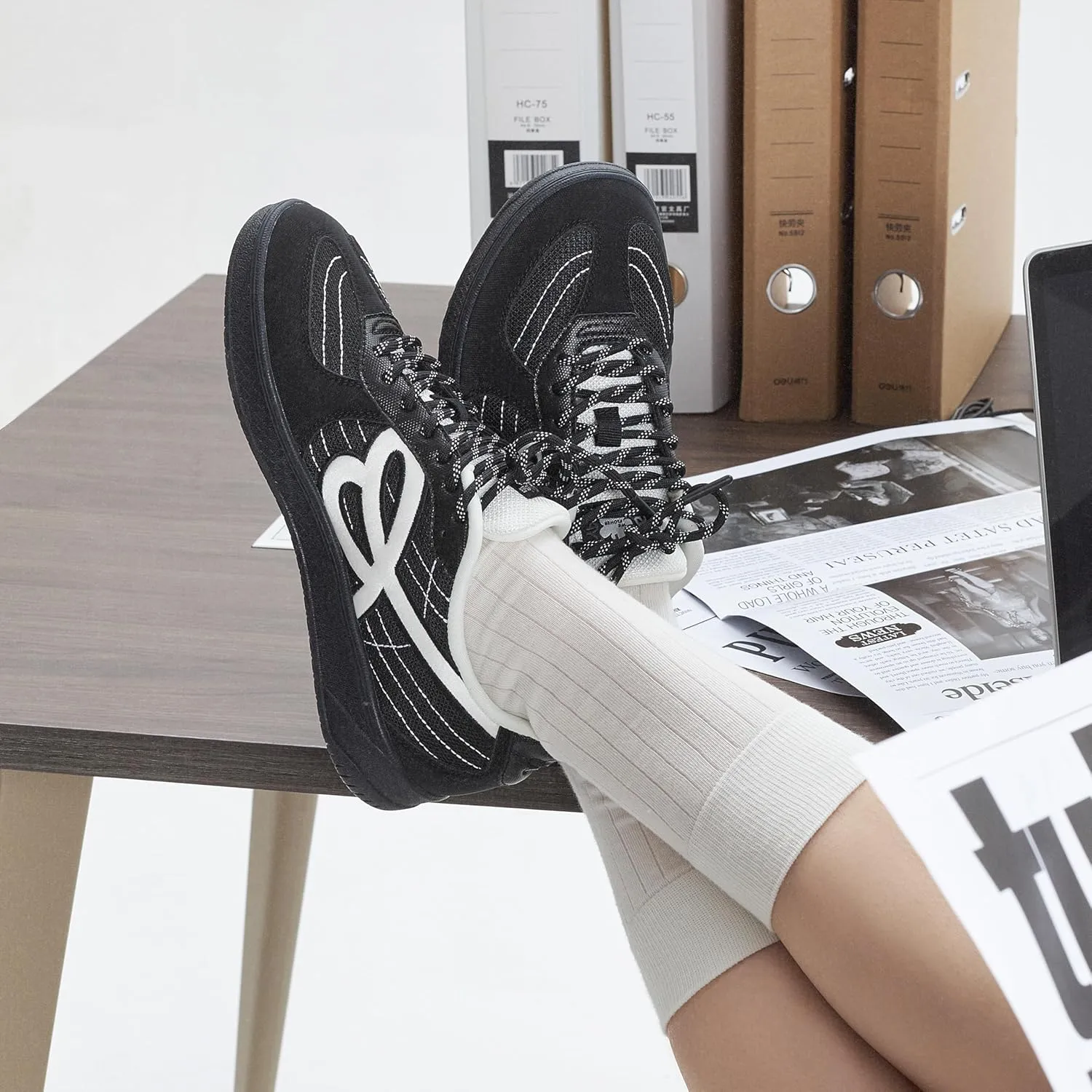 LAZYDAY Sneakers for Women, Women's Lace Up Platform Fashion Sneakers Non-Slip Low Top Casual Walking Board Shoes