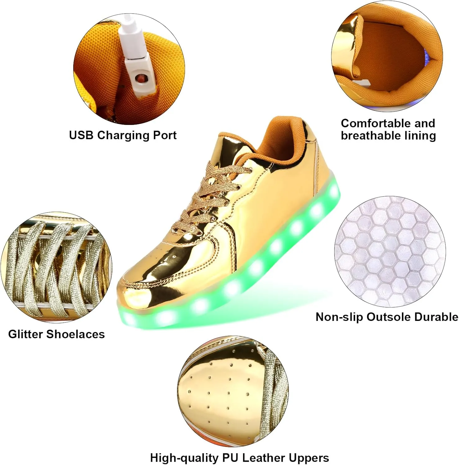 LED Shoes - Men's & Women's Light Up High Top Sneakers, USB Charging, Glow in The Dark for Dancing Party Festivals