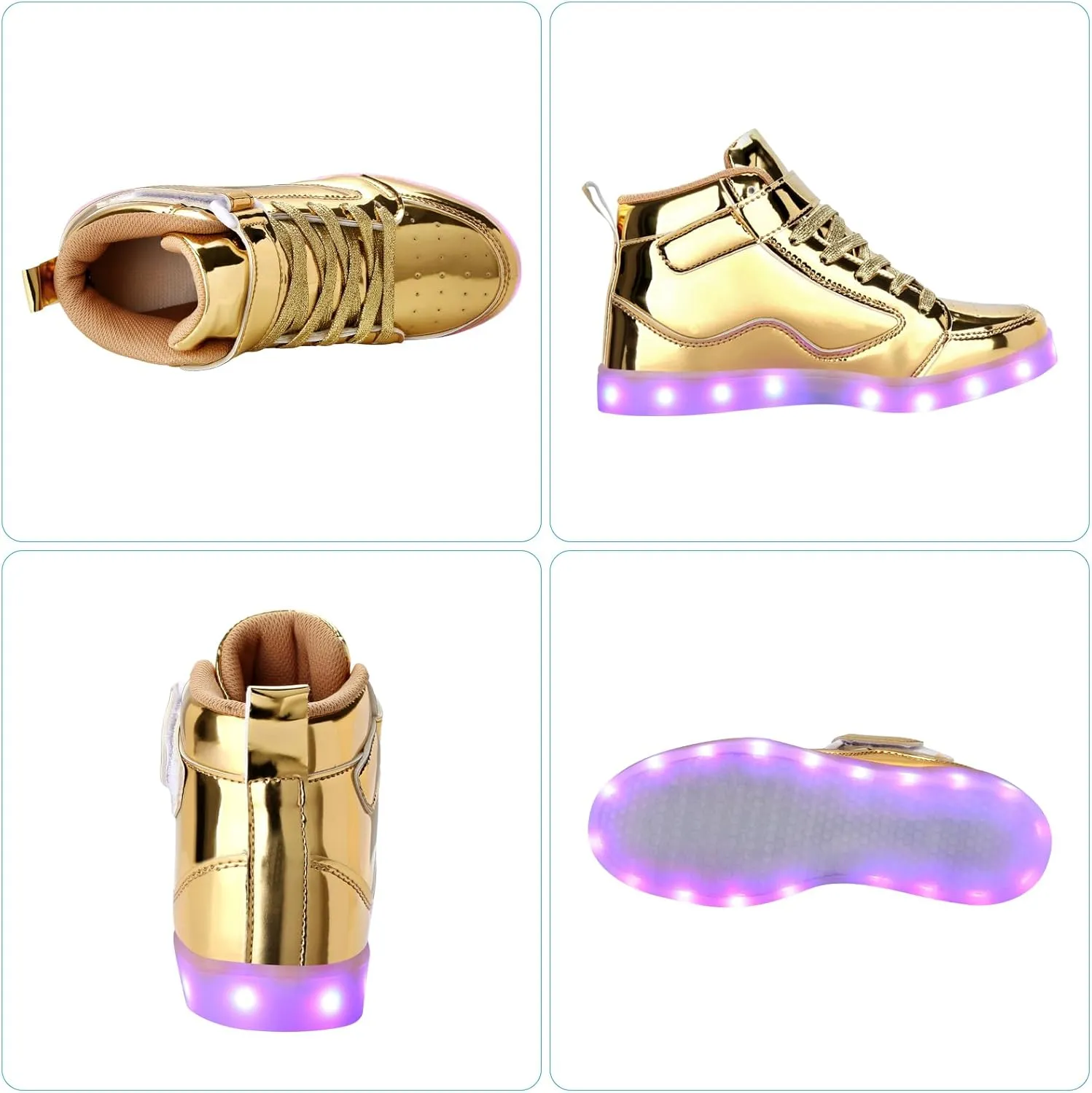 LED Shoes - Men's & Women's Light Up High Top Sneakers, USB Charging, Glow in The Dark for Dancing Party Festivals