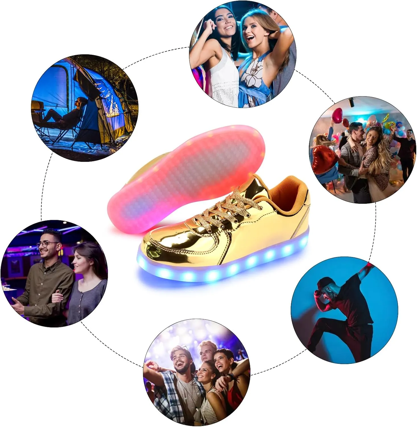 LED Shoes - Men's & Women's Light Up High Top Sneakers, USB Charging, Glow in The Dark for Dancing Party Festivals