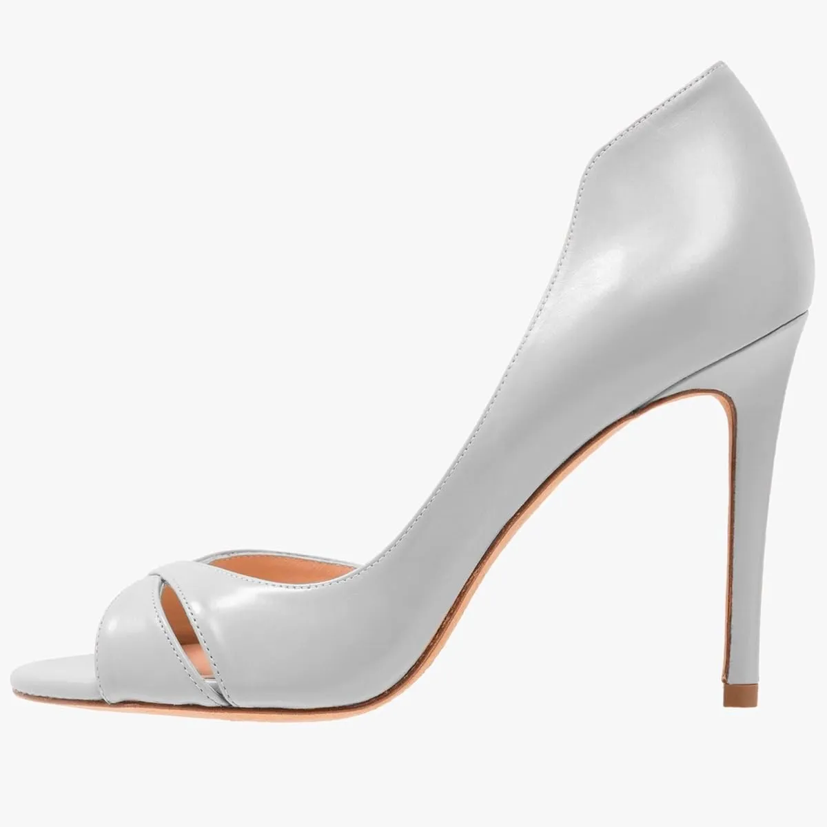 LEHOOR Women's Peep Toe Stiletto High Heels Cross Strap D'Orsay Sandals Slip On Retro 3.5 Inch Stiletto Heel Pumps Open Toe Side Cut Sandals Matte Leather Sexy Office Wedding Party 4-13 M US
