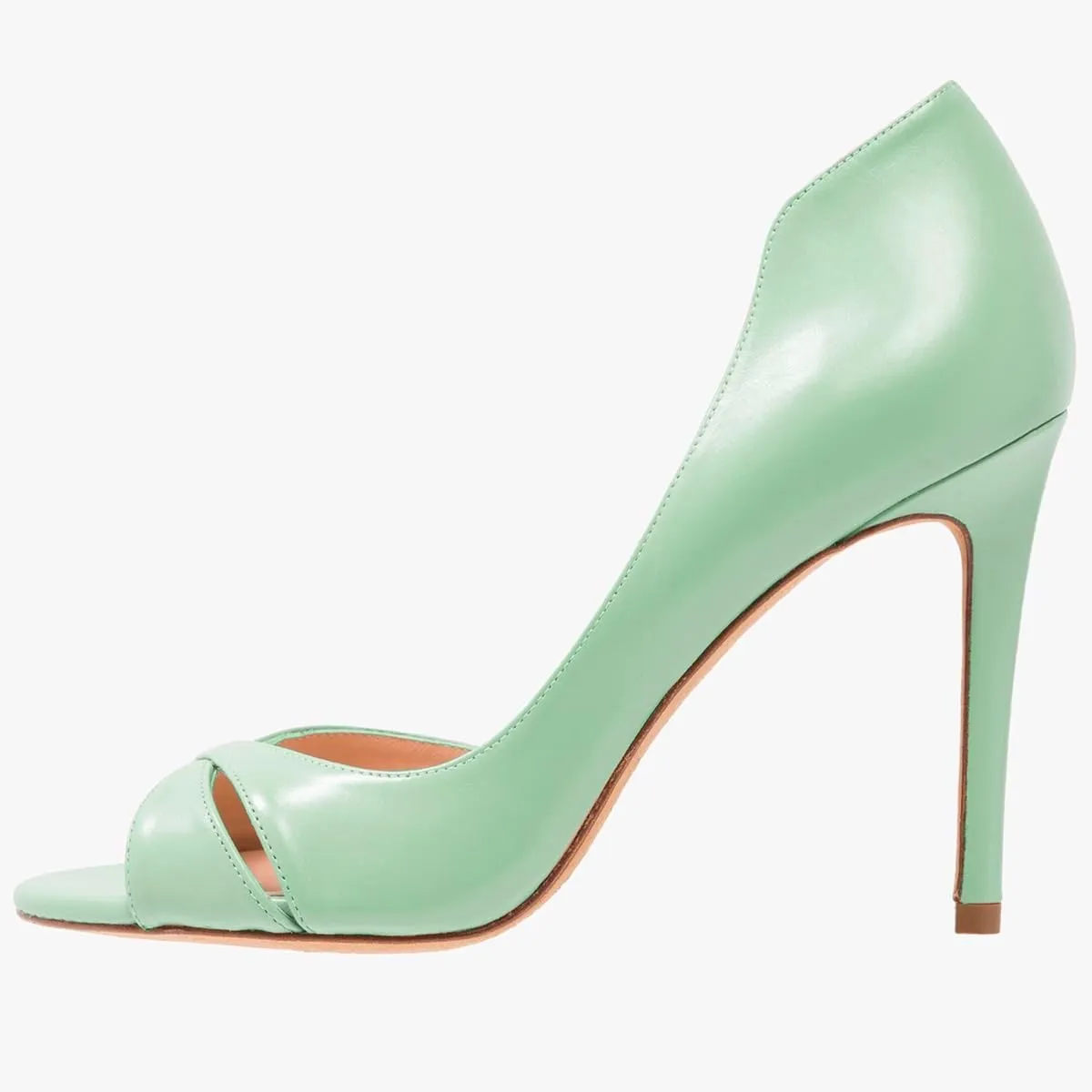 LEHOOR Women's Peep Toe Stiletto High Heels Cross Strap D'Orsay Sandals Slip On Retro 3.5 Inch Stiletto Heel Pumps Open Toe Side Cut Sandals Matte Leather Sexy Office Wedding Party 4-13 M US