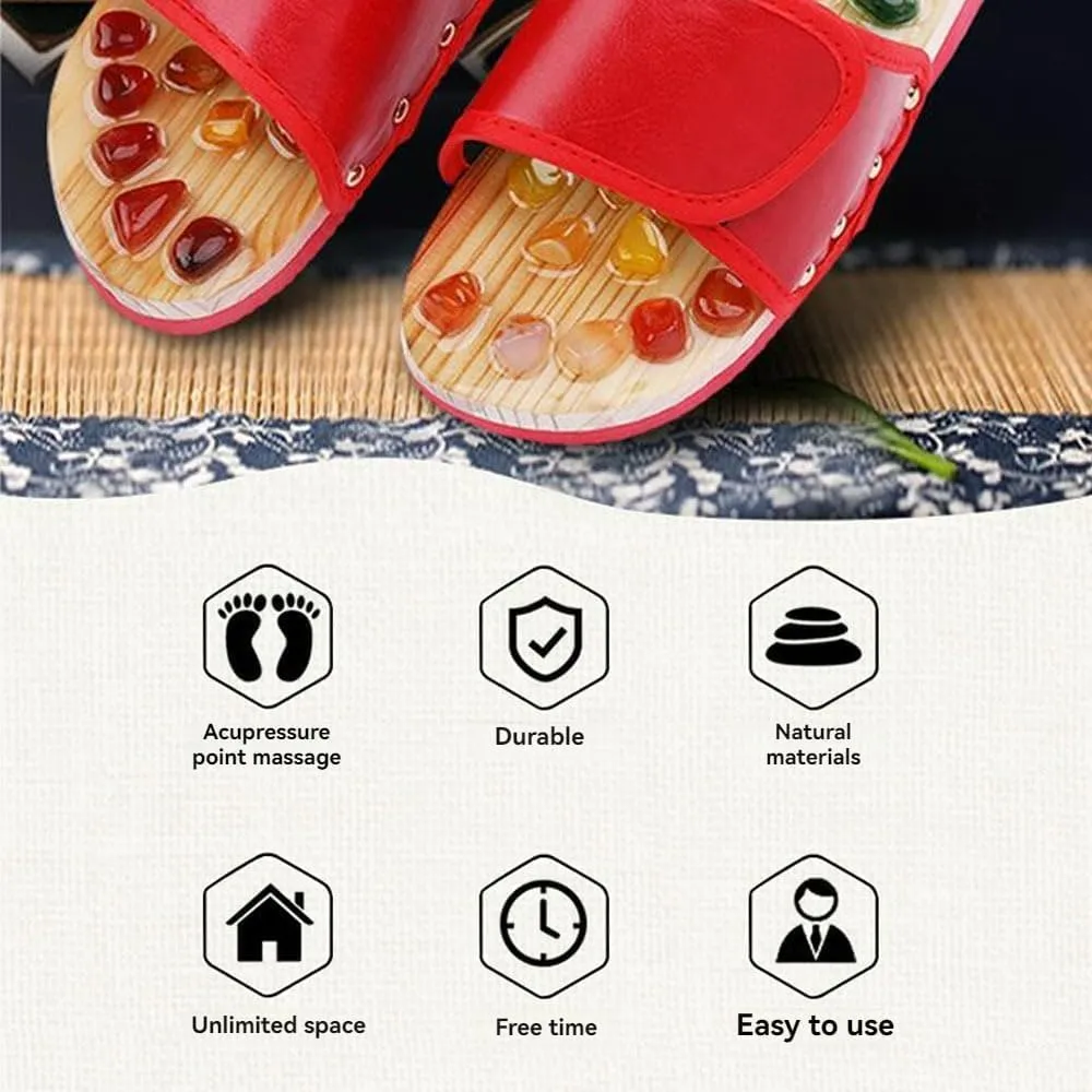 LELEBEAR Acupressure Sandals-Acupressure Slippers Stones, Acupressure Therapy Sandal, Acupressure Foot Pain Relief Sandals (Black-C, Women 7.5-8.5/Men 6-7)